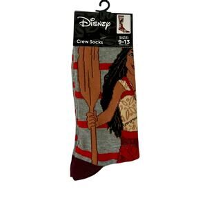 Disney Moana Crew Socks Size 9-13 Fun Kidcore Vacation Park NWT